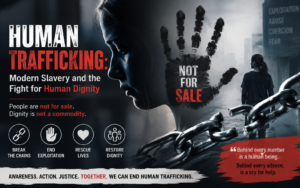 Human trafficking and modern slavery representing human rights violations and the fight for freedom