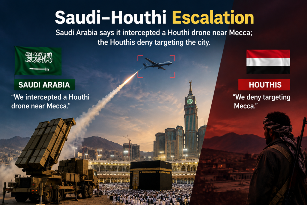 Saudi Arabia Intercepts Houthi Drone Near Mecca | Houthis Deny Targeting